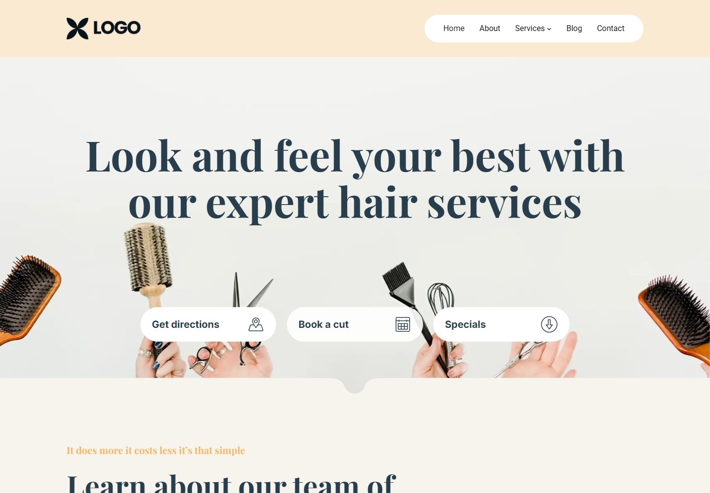 Hairdresser homepage design