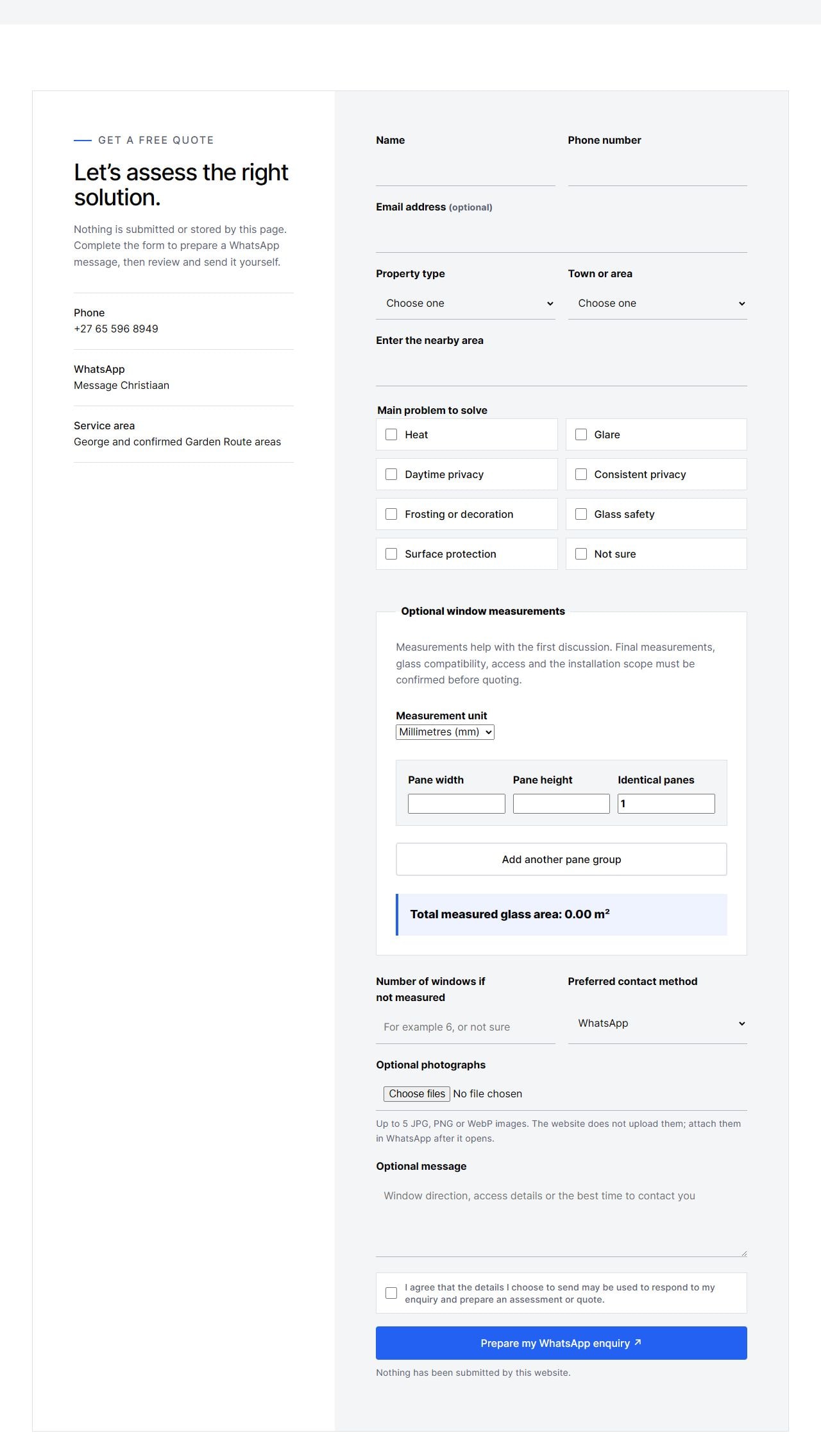 Free assessment form